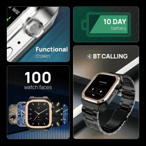 Noise ColorFit Chrome Smart Watch | Amoled | Bluetooth Calling | Elite Black