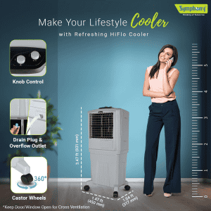 Symphony HiFlo 40 Personal Air Cooler | 40L | Light Grey