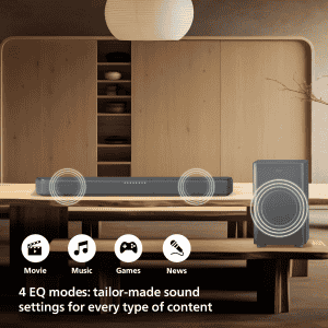 PHILIPS Bluetooth Soundbar | 240W | Dolby Digital Plus | 2.1 Channel | Dark Grey | TAB5309/94