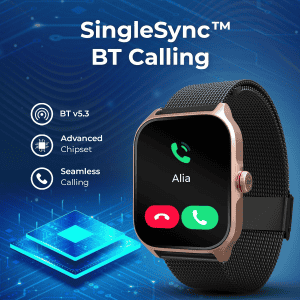 Titan Zeal Smartwatch | AMOLED | BT Calling | Rose Gold Mesh