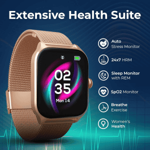 Titan Zeal Smartwatch | AMOLED | BT Calling | Rose Gold Mesh