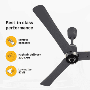 Atomberg Renesa Elite Ceiling Fan | 1200 mm | BLDC  with Remote Control & LED Indicators | Pebble Grey