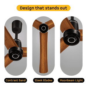 Atomberg Renesa Elite Smart | 1200 mm | BLDC Ceiling Fan with Remote Control & LED Indicators | Golden Oakwood