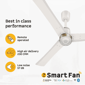Atomberg Renesa Elite Smart | 1200 mm | BLDC Ceiling Fan with Remote Control & LED Indicators | Pearl White