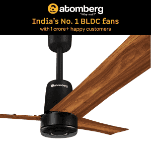 Atomberg Renesa Elite Smart | 1200 mm | BLDC Ceiling Fan with Remote Control & LED Indicators | Golden Oakwood