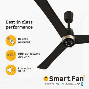 Atomberg Renesa Elite Smart | 1200 mm | BLDC Ceiling Fan with Remote Control & LED Indicators | Earth Brown