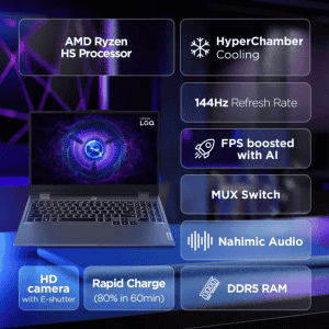Lenovo LOQ Gaming Laptop | Ryzen 7  Core 8845HS  | 16 GB | 1 TB |  8 GB Graphics NVIDIA GeForce RTX 4060 | Luna Grey | 83DX000MIN