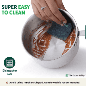 The Indus Valley Stainless Steel Bottom Saucepan | 14 cm | Green Bakelite