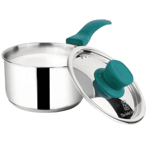 The Indus Valley Stainless Steel Bottom Saucepan | 14 cm | Green Bakelite
