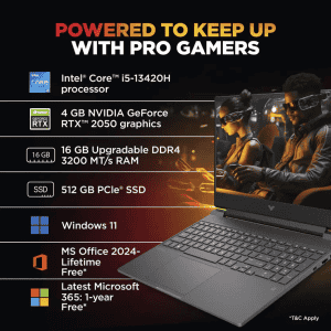 HP Victus Gaming Laptop | Intel Core i5 | 13th Gen 13420H | 16 GB | 512 GB SSD | 4 GB Graphics RTX 2050 | Mica Silver Color | 15-fa2703TX