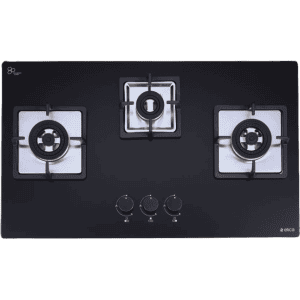 Elica FLEXI IND FB 375 DFS DX Glass Automatic Hob | 3 Burner | Black