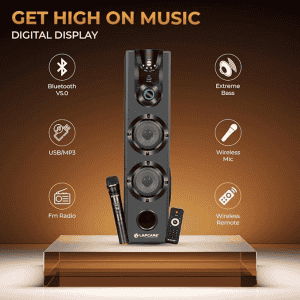 Lapcare Dhamaka Tower Speakers | 50W | Led Digital Display | Black