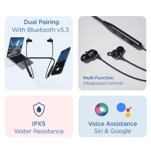 boAt Rockerz 109 Bluetooth Neckband | ENx Technology | Beast Mode | Active Black