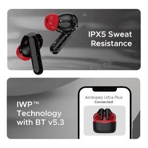 boAt Airdopes Ultra Plus TWS Ear Earbuds | Wireless Earbuds with 50 Hours | Midnight Black