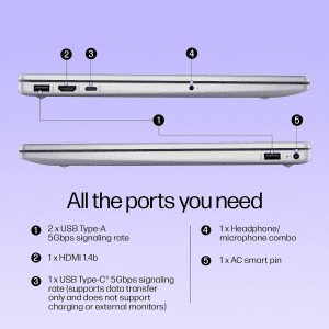 HP 15 Laptop |  Intel Core i3 13th Gen 1315U | 8 GB | 512 GB SSD |  Natural Silver | 15-FD0465TU