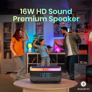 Portronics Trifusion HD Sound Bluetooth Speaker | 16W | 15W Wireless Charging | Black |  POR 2333