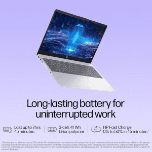 HP 15 Laptop |  Intel Core i3 13th Gen 1315U | 8 GB | 512 GB SSD |  Natural Silver | 15-FD0465TU