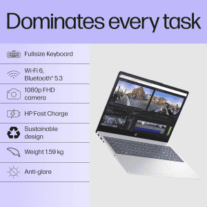 HP 15 Laptop |  Intel Core i3 13th Gen 1315U | 8 GB | 512 GB SSD |  Natural Silver | 15-FD0465TU