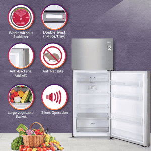 LG Double Door Refrigerator | 380L | 2 Star | Smart Inverter Compressor | Shiny Steel | GL-S412SPZY FPZZEBN