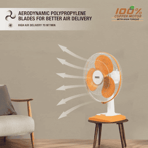 USHA Maxx Air Table Fan | 400MM | Orange & White