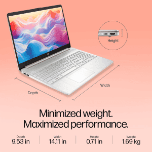 HP 15s Thin and Light Laptop | Intel Core i5 12th Gen 1235U | 8 GB | 512 GB SSD | Silver | 15S-FY5008TU