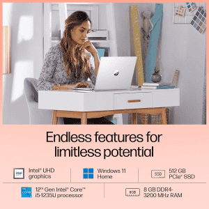 HP 15s Thin and Light Laptop | Intel Core i5 12th Gen 1235U | 8 GB | 512 GB SSD | Silver | 15S-FY5008TU