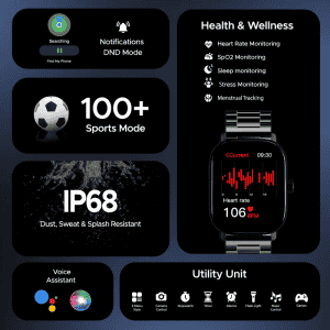 boAt Wave Spectra  Smart Watch  | AMOLED Display | Steel Black