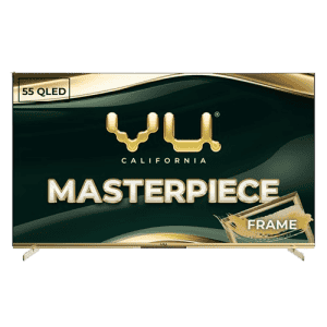Vu Masterpiece Frame Series 4K QLED TV | 139cm (55 inches} | Armani Gold