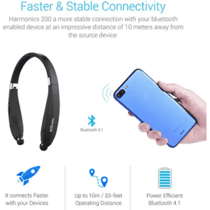 Portronics Harmonics 200 Wireless Stereo Bluetooth Neckband | Black | POR-927
