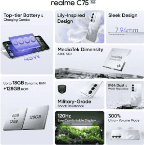 realme C75 5G | 6 GB | 128 GB | Lily White