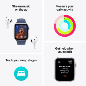 Apple Watch SE GPS with Starlight Sport Band | 44mm Retina LTPO OLED Display | Starlight Aluminium Case