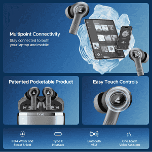 boAt Nirvana Iris EarBuds | upto 32 dB ANC | Crystal Bionic Sound | Crystal Black