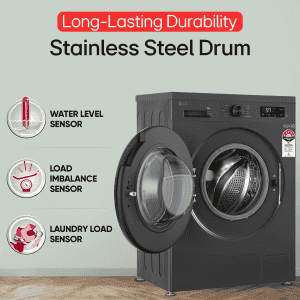 LG Fully Automatic Front Load Washing Machine | 8 kg | In-built Heater | Middle Black | FHB1208Z4M
