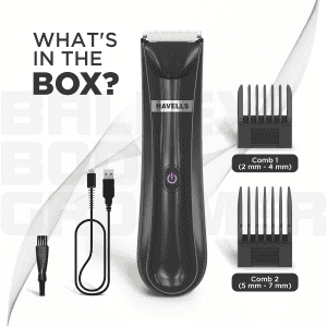 Havells Ballex Body Groomer | USB Type C Fast Charge | Black | BG3300