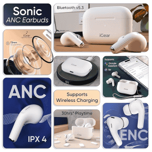 iGear Sonic True Wireless Earbuds | 30Hrs Playtime | White
