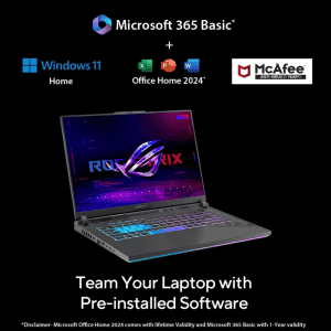 ASUS ROG Strix G16 | Intel Core i9 13th Gen 13980HX | 16 GB | 1 TB SSD | 8 GB Graphics/NVIDIA GeForce RTX 4060/240 Hz | Gray | G614JV-N4242WS