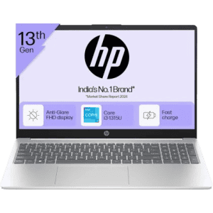 HP Thin and Light Laptop | Core i3 1315U | 13th Gen | 8 GB RAM | 512 GB SSD | 15.6 Inch | Natural Silver | 15-FD0582TU