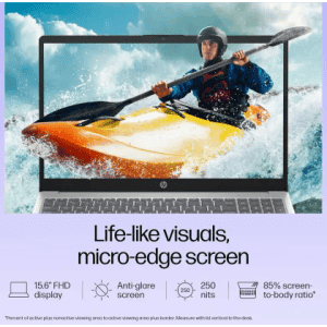 HP Thin and Light Laptop | Core i3 1315U | 13th Gen | 8 GB RAM | 512 GB SSD | 15.6 Inch | Natural Silver | 15-FD0582TU