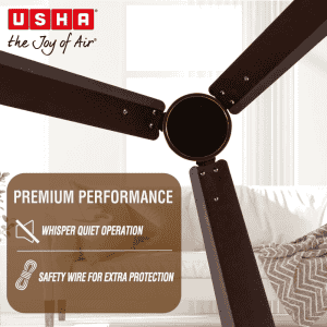 USHA AeroEdge BLDC Ceiling Fan | 1200mm | with RF Remote | smoke brown
