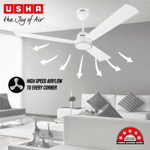 USHA AeroEdge BLDC Ceiling Fan | 1200mm | with RF Remote | White