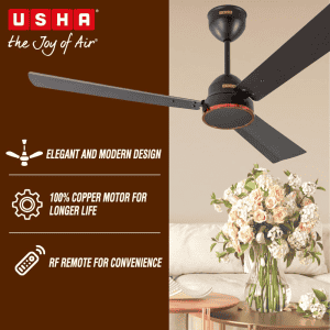 USHA AeroEdge BLDC Ceiling Fan | 1200mm | with RF Remote | smoke brown