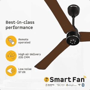 Atomberg Renesa Halo Smart BLDC Ceiling fan | 1200mm | Matte Brown & Black