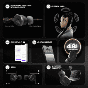 JBL Tune Buds 2 TWS ANC Earbuds | Dual Connect | Black | JBLTBUDS2BLK