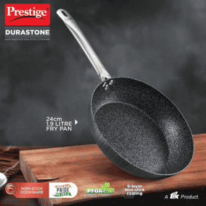Prestige Durastone Non Stick Fry Pan | 24 cm | Hard Anodised 6 Layer | Black