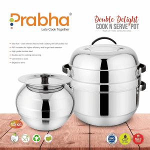 PRABHA Double Delight Cook N Serve Pot Thermal Rice Cooker | 1 KG