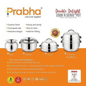 PRABHA Double Delight Cook N Serve Pot Thermal Rice Cooker | 1 KG