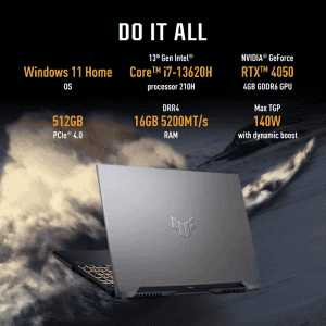 Asus Laptop | Ci7-13620H | 16GB | 512GB SSD | RTX4050-6GB | Mecha Gray | FX677UV-RL155WS