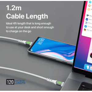 Promate Data C 60W | Ultra-Fast USB-C Transparent Shells Cable | CC120