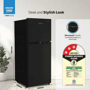 Voltas Beko Double Door Frost Free Refrigerator | 230 L | 3 Star | Wooden Black | RFF270C/WPXBR0I0000GD