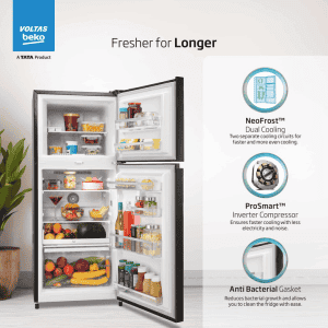Voltas Beko Double Door Frost Free Refrigerator | 230 L | 3 Star | Wooden Black | RFF270C/WPXBR0I0000GD